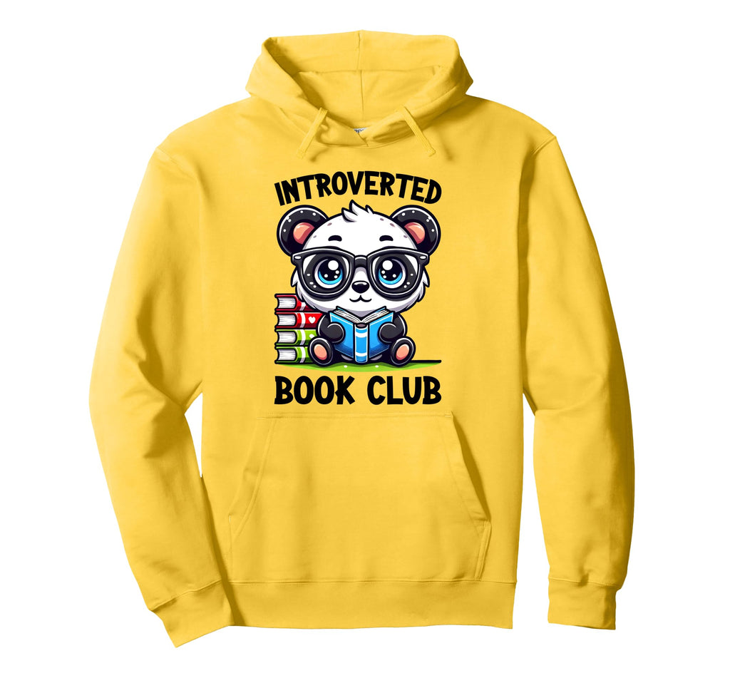 Introverted Book Club Reading Lover Panda Hoodie - Minimalist Print Unisex - T-Shirt, Sweatshirt, Hoodie