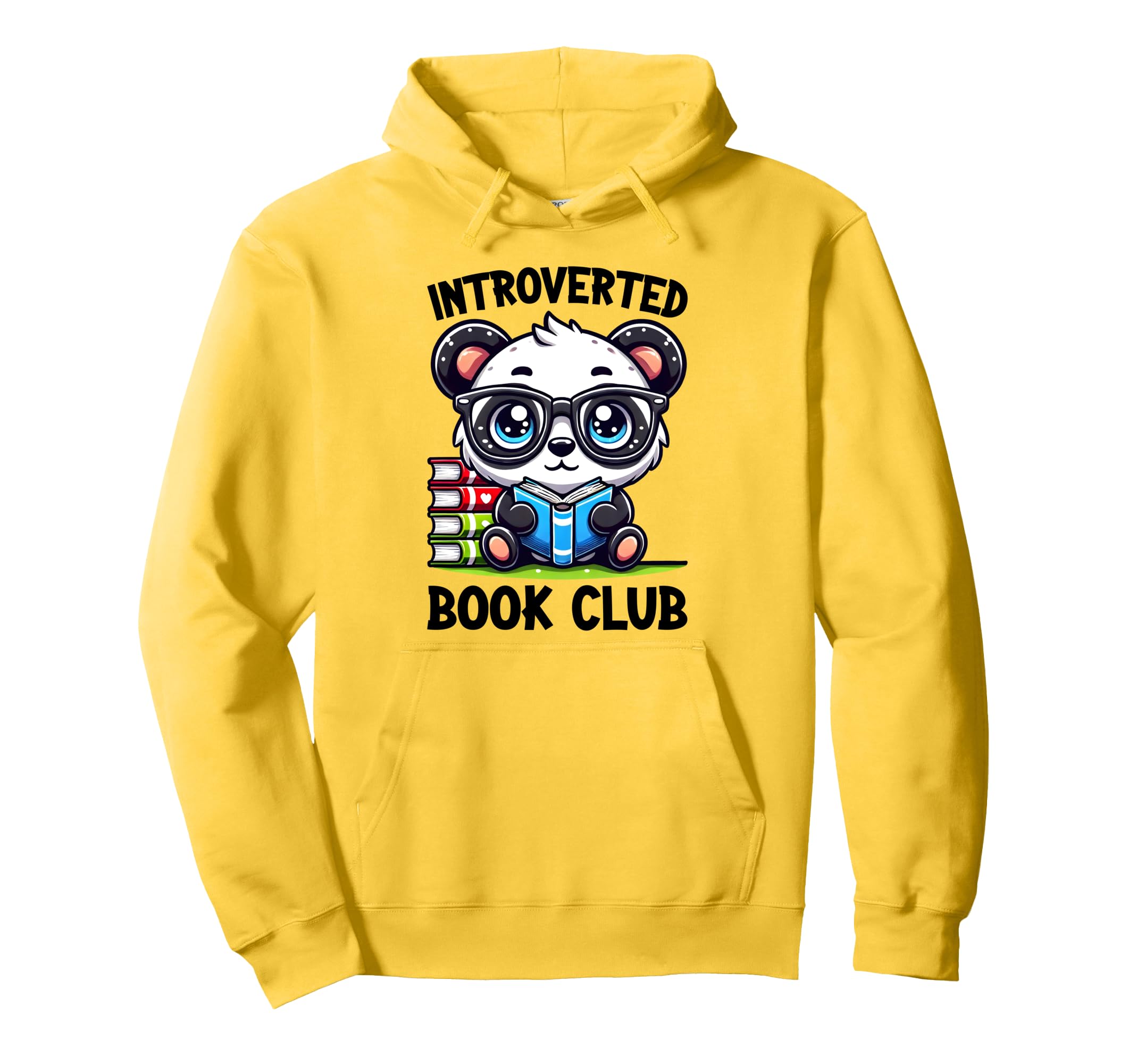Introverted Book Club Reading Lover Panda Hoodie - Minimalist Print Unisex - T-Shirt, Sweatshirt, Hoodie