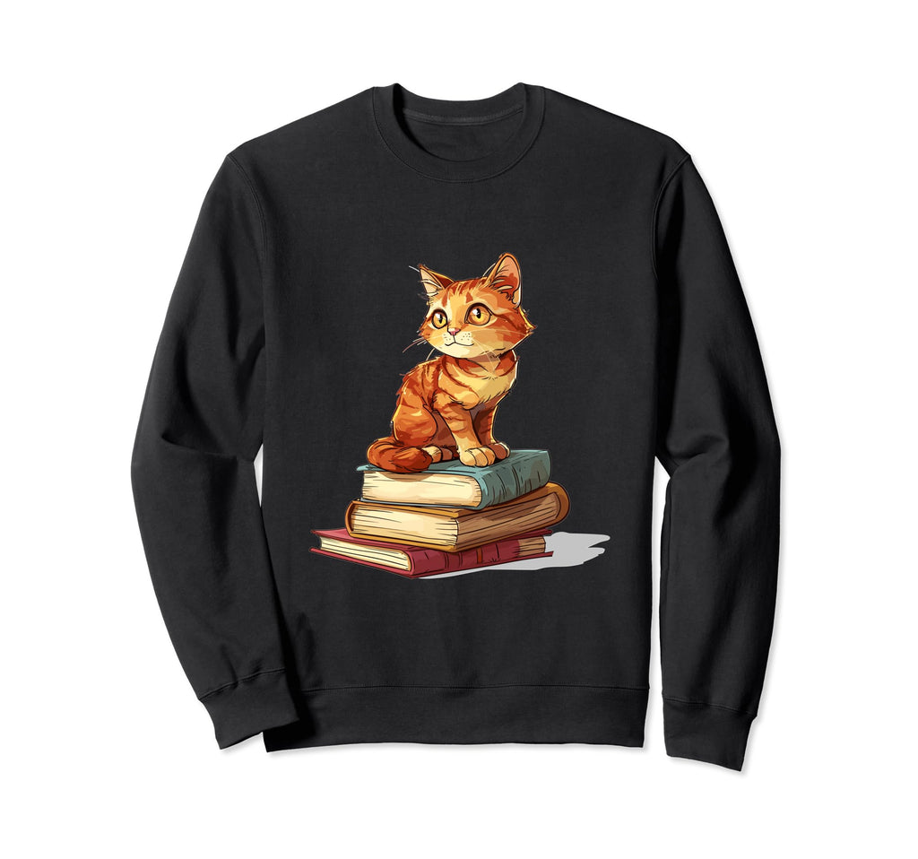 Cats And Books Reading Bookworm Funny Sweatshirt - Unique Graphic Men Women - T-Shirt, Sweatshirt, Hoodie
