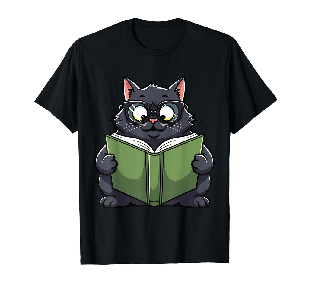 Cat Reading Book Nerd Kitty Bookworm T-Shirt - Novelty Apparel Men Women - T-Shirt, Sweatshirt, Hoodie