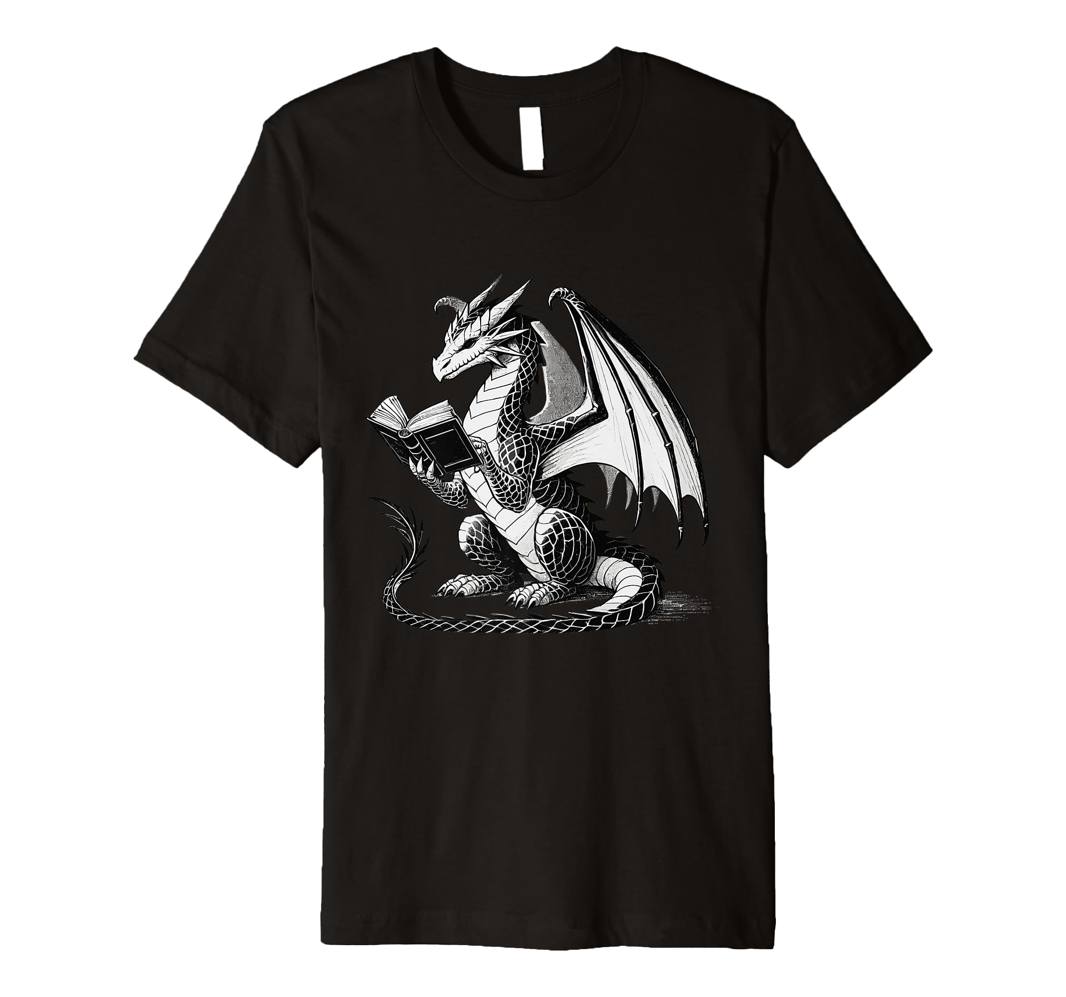 Dragon Reading Book Bookworm Books T-Shirt - Custom Art Print for Adults - T-Shirt, Sweatshirt, Hoodie