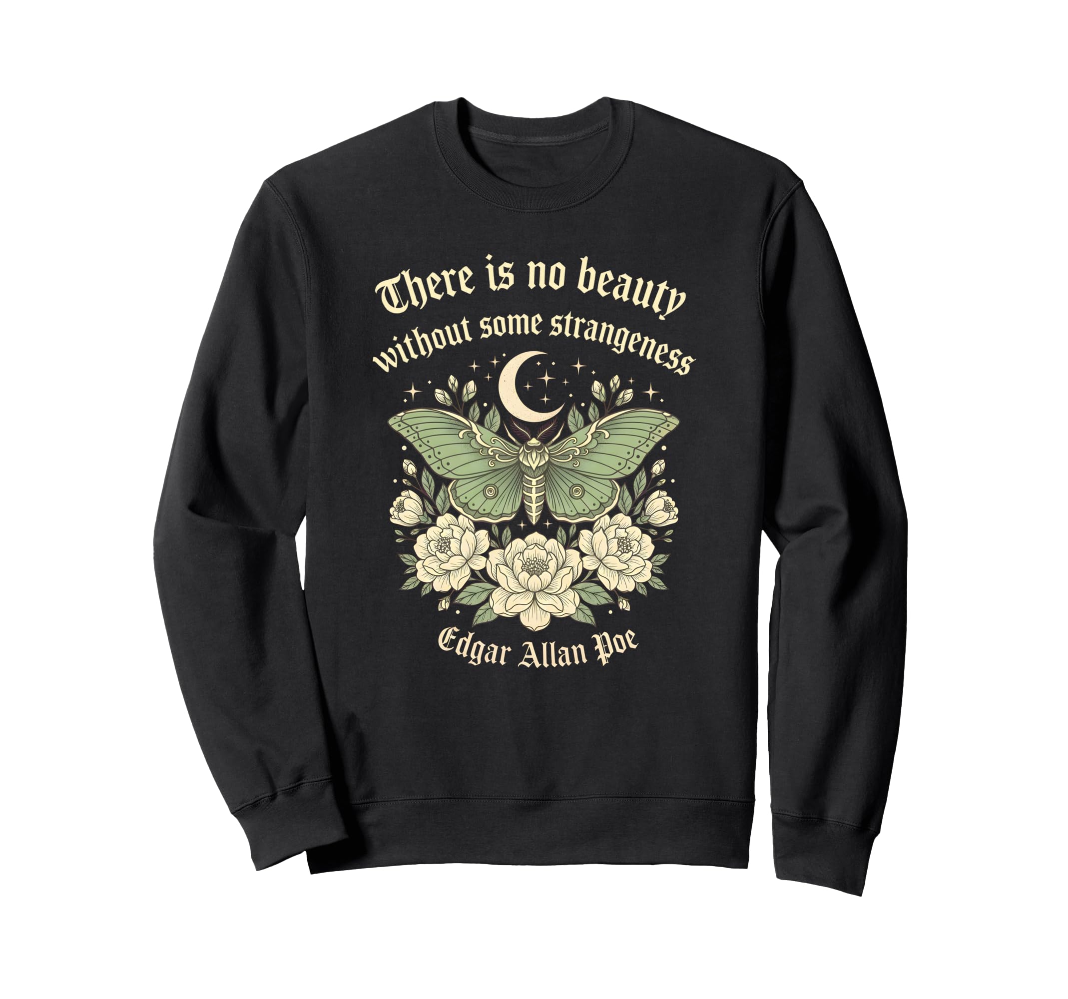 Luna Moth Edgar Allan Poe Dark Sweatshirt - Streetwear Style Unisex - T-Shirt, Sweatshirt, Hoodie