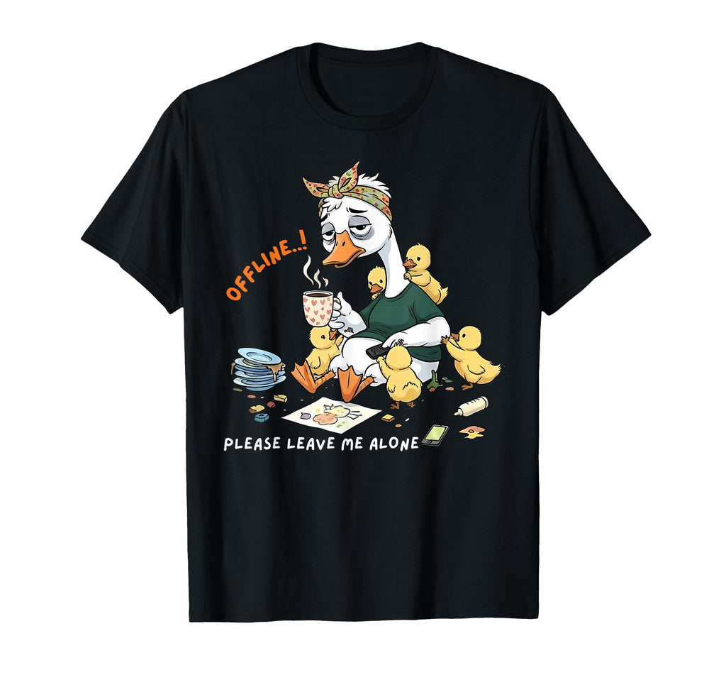 Offline Mom Mood Duck Overstimulated T-Shirt - Minimalist Print Men Women - T-Shirt, Sweatshirt, Hoodie