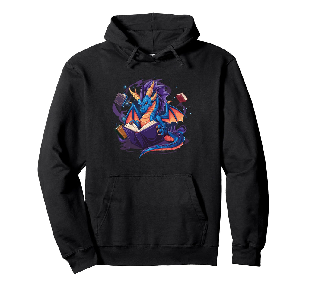 Dragon Books Magical Dragon Reading Hoodie - Aesthetic Graphic for Adults - T-Shirt, Sweatshirt, Hoodie