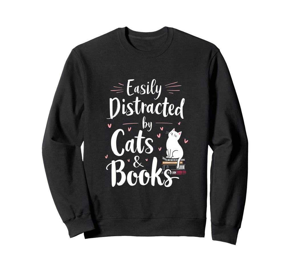 Funny Bibliophile Easily Distracted Sweatshirt - Trendy Graphic for Adults - T-Shirt, Sweatshirt, Hoodie