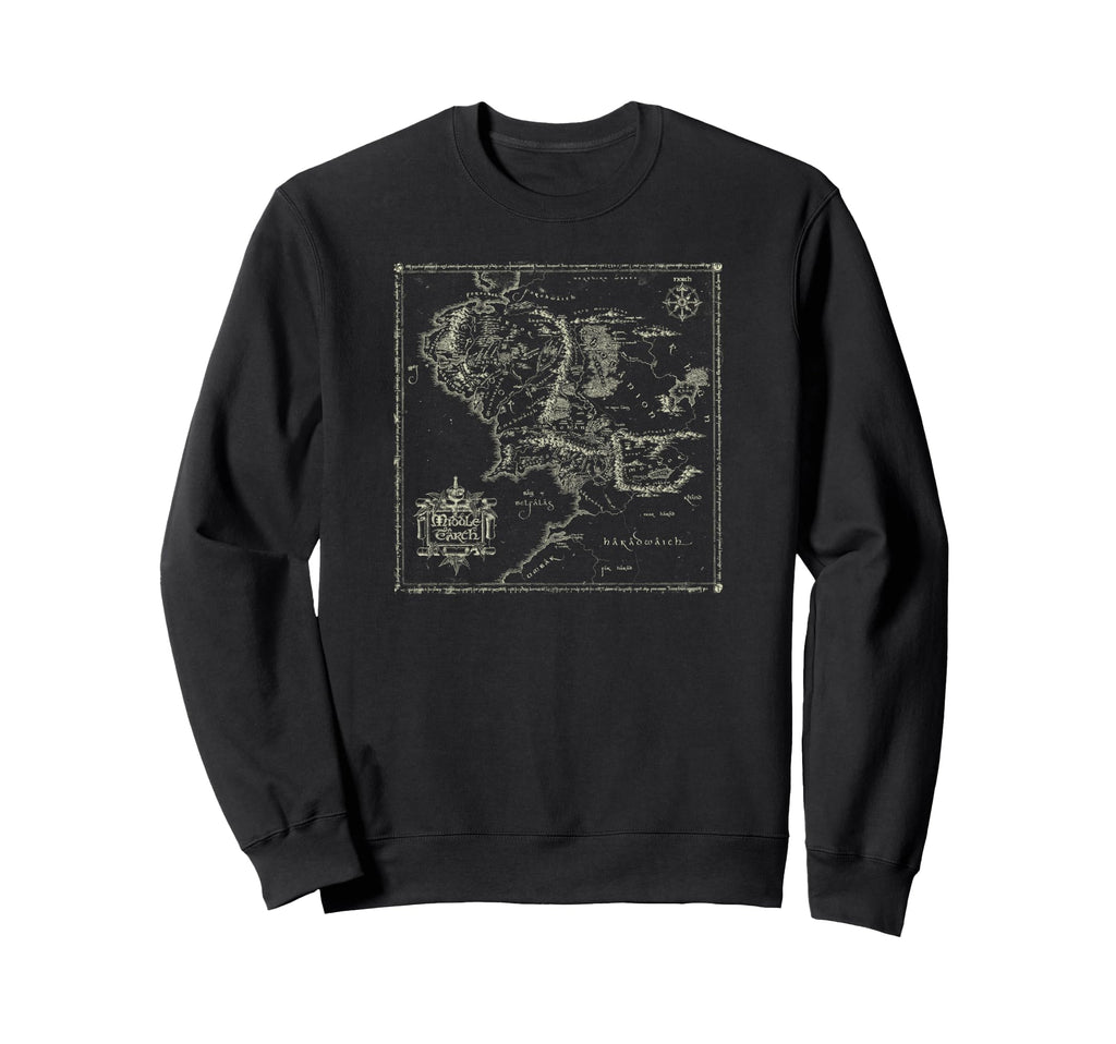 Lord Rings Map Middle Earth Sweatshirt - Novelty Apparel for Adults - T-Shirt, Sweatshirt, Hoodie