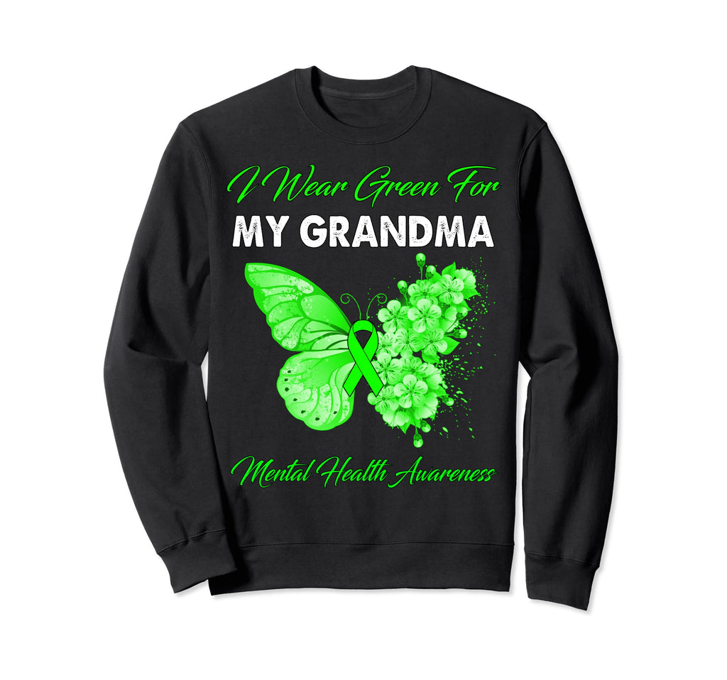 Butterfly I Wear Green My Grandma Sweatshirt - Unique Graphic Men Women - T-Shirt, Sweatshirt, Hoodie