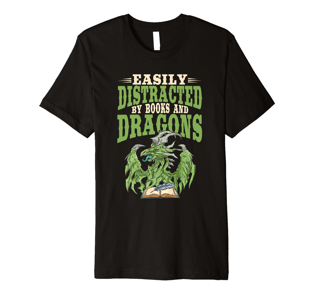 Book Nerd Easily Distracted Books T-Shirt - Custom Art Print Men Women - T-Shirt, Sweatshirt, Hoodie