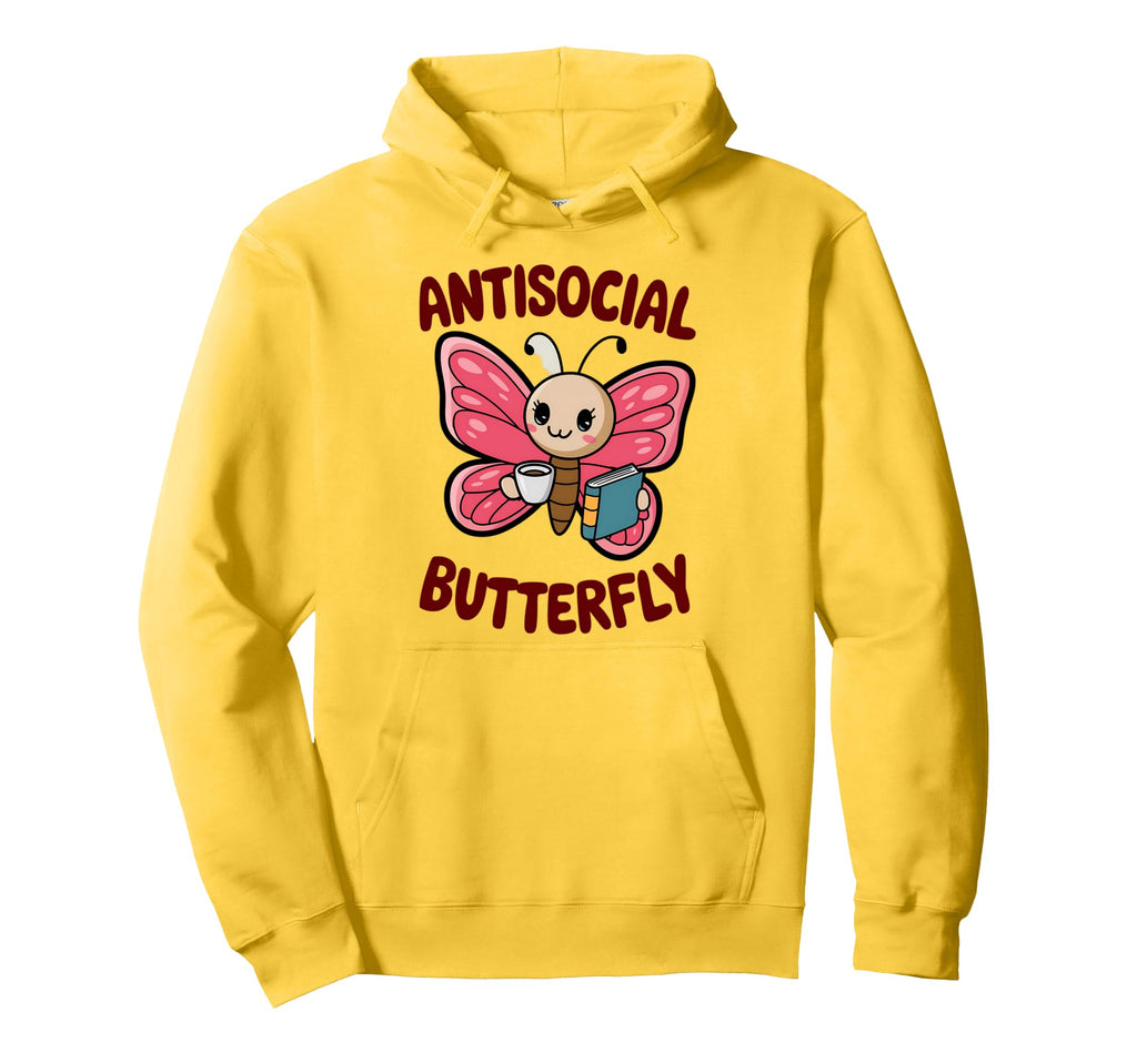 Groovy Anti Social Butterfly Ironic Funny Hoodie - Unique Graphic Unisex - T-Shirt, Sweatshirt, Hoodie