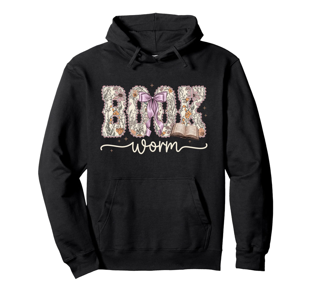 Bookworm Coquette Bow Floral Bookish Hoodie - Aesthetic Graphic for Adults - T-Shirt, Sweatshirt, Hoodie
