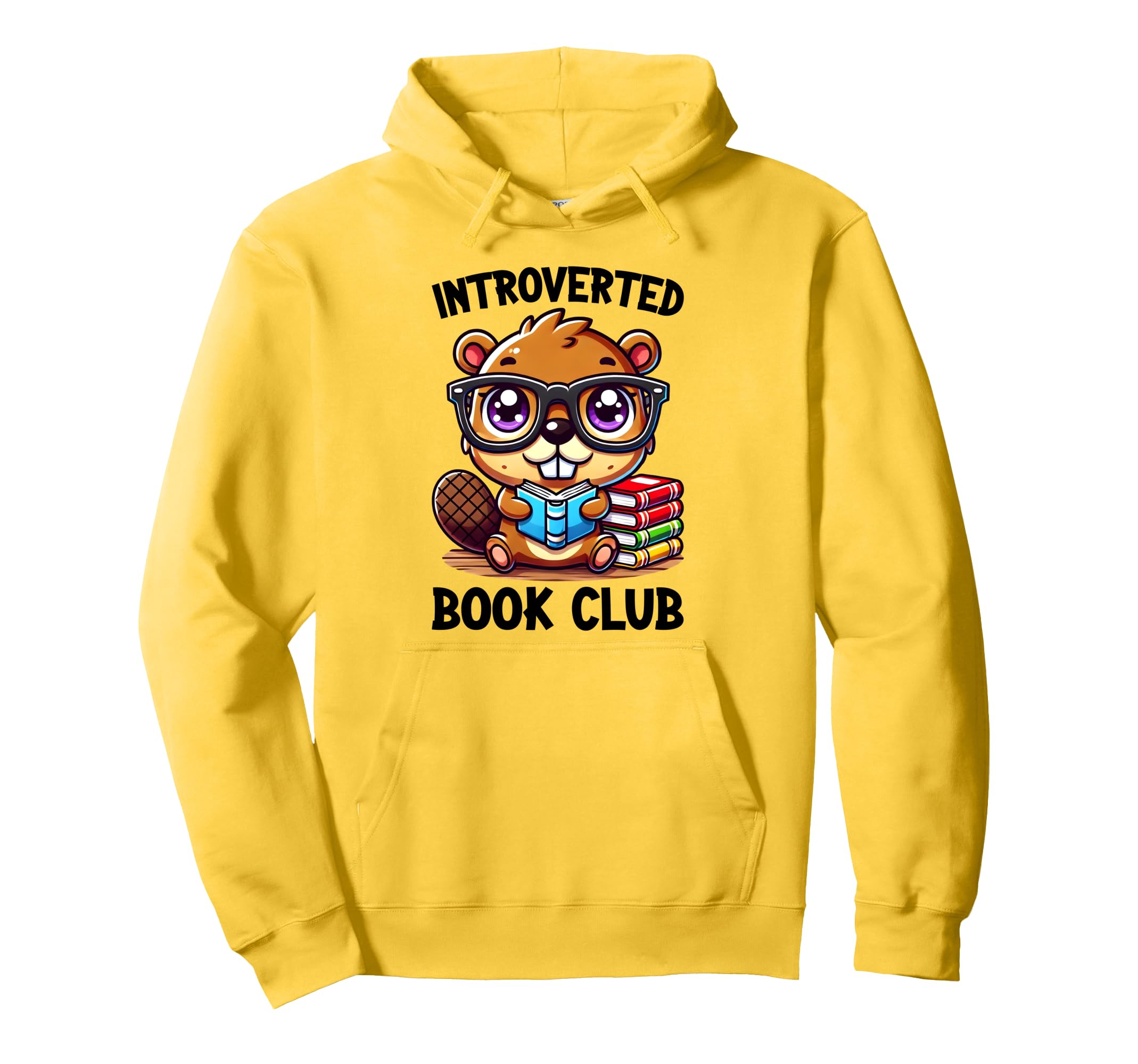 Introverted Book Club Reading Lover Beaver Hoodie - Graphic Print Men Women - T-Shirt, Sweatshirt, Hoodie