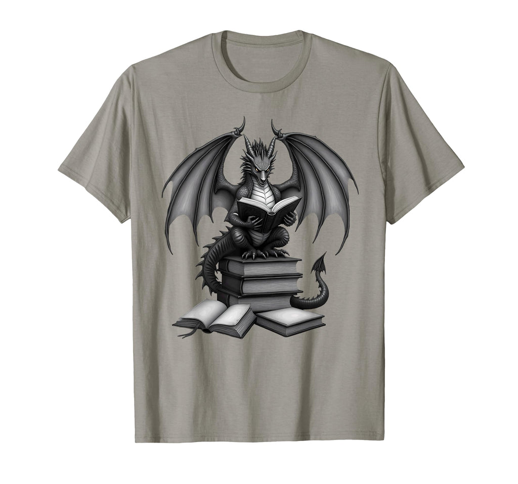 Fantasy Book Reader Dragon Reading T-Shirt - Custom Art Print Men Women - T-Shirt, Sweatshirt, Hoodie