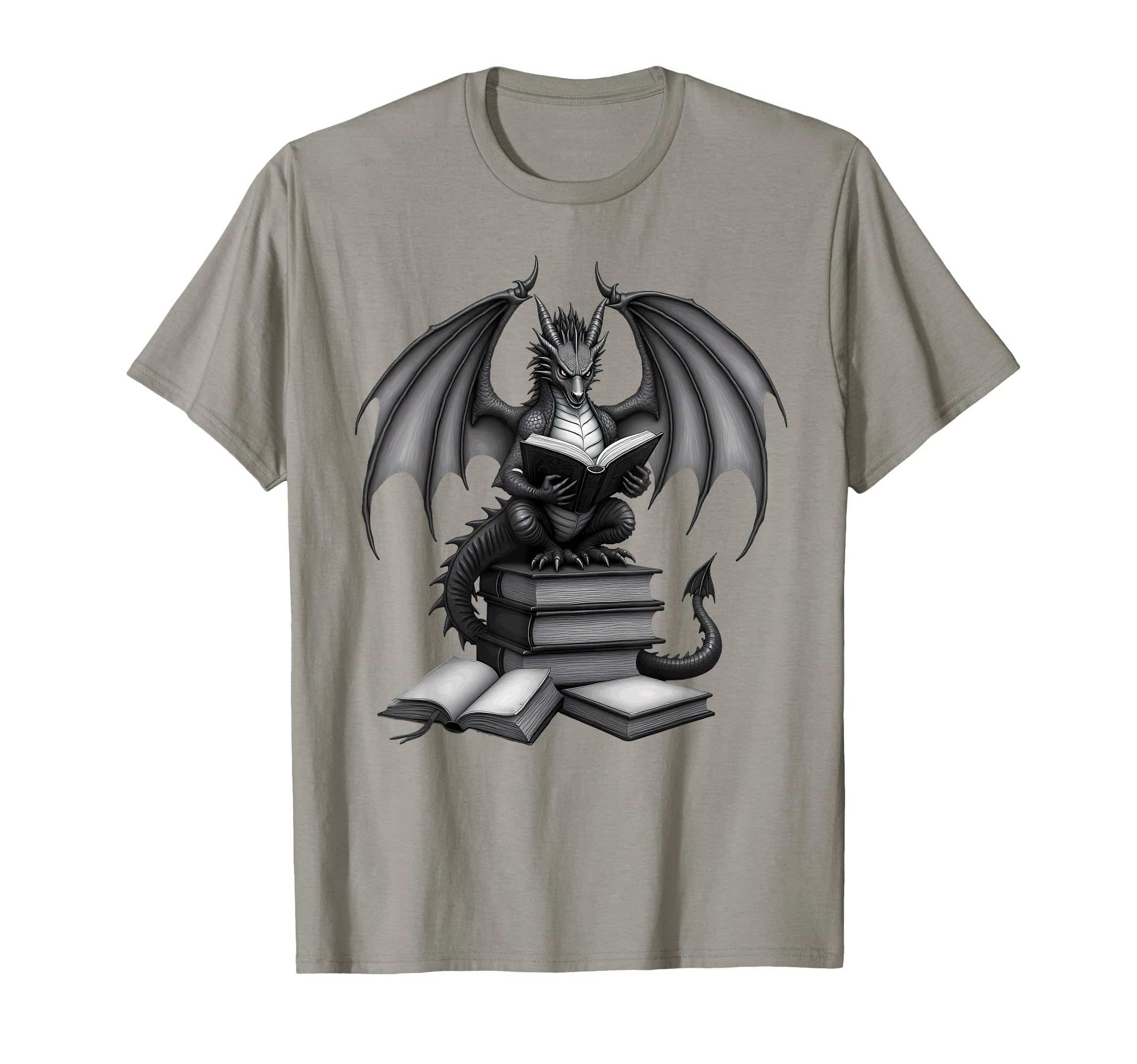 Fantasy Book Reader Dragon Reading T-Shirt - Custom Art Print Men Women - T-Shirt, Sweatshirt, Hoodie