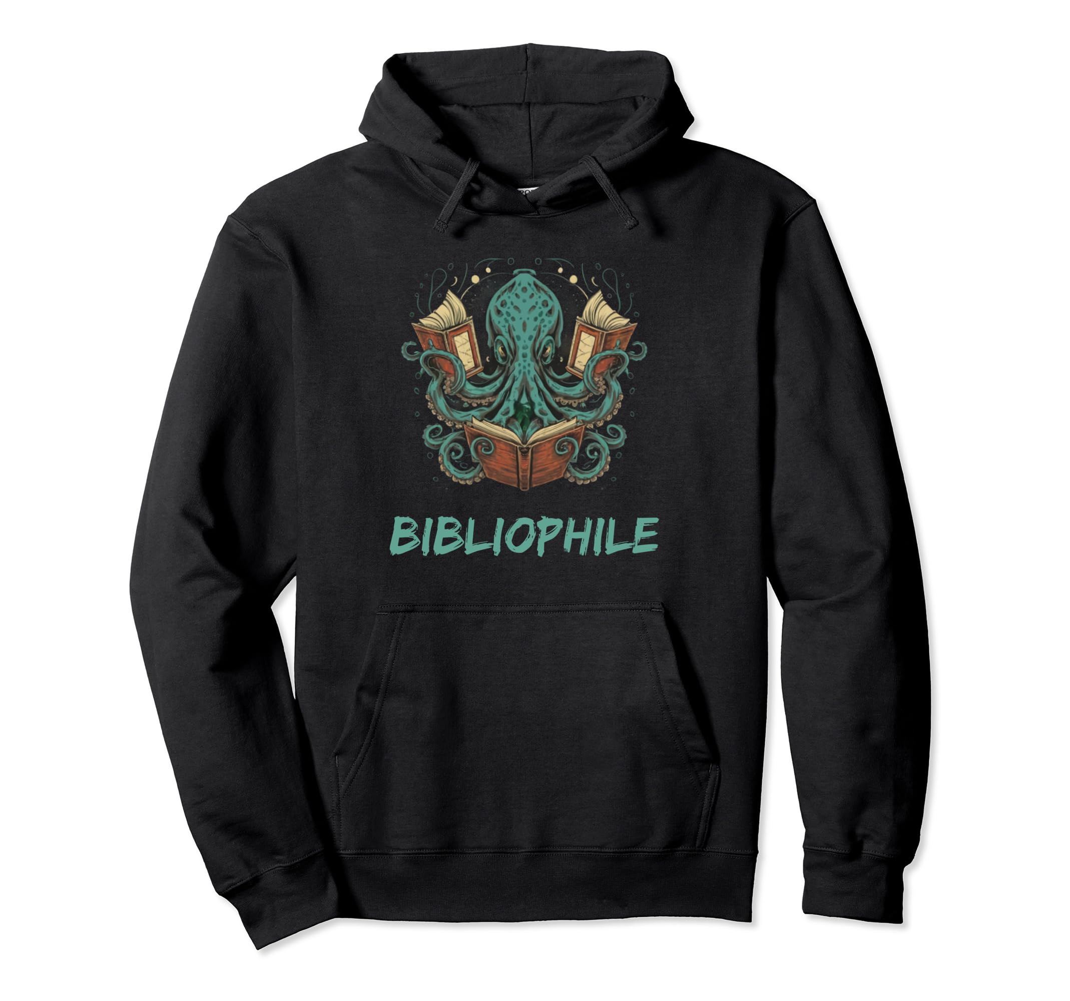 Octopus Bibliophile Reading Book Nerd Hoodie - Trendy Graphic for Adults - T-Shirt, Sweatshirt, Hoodie