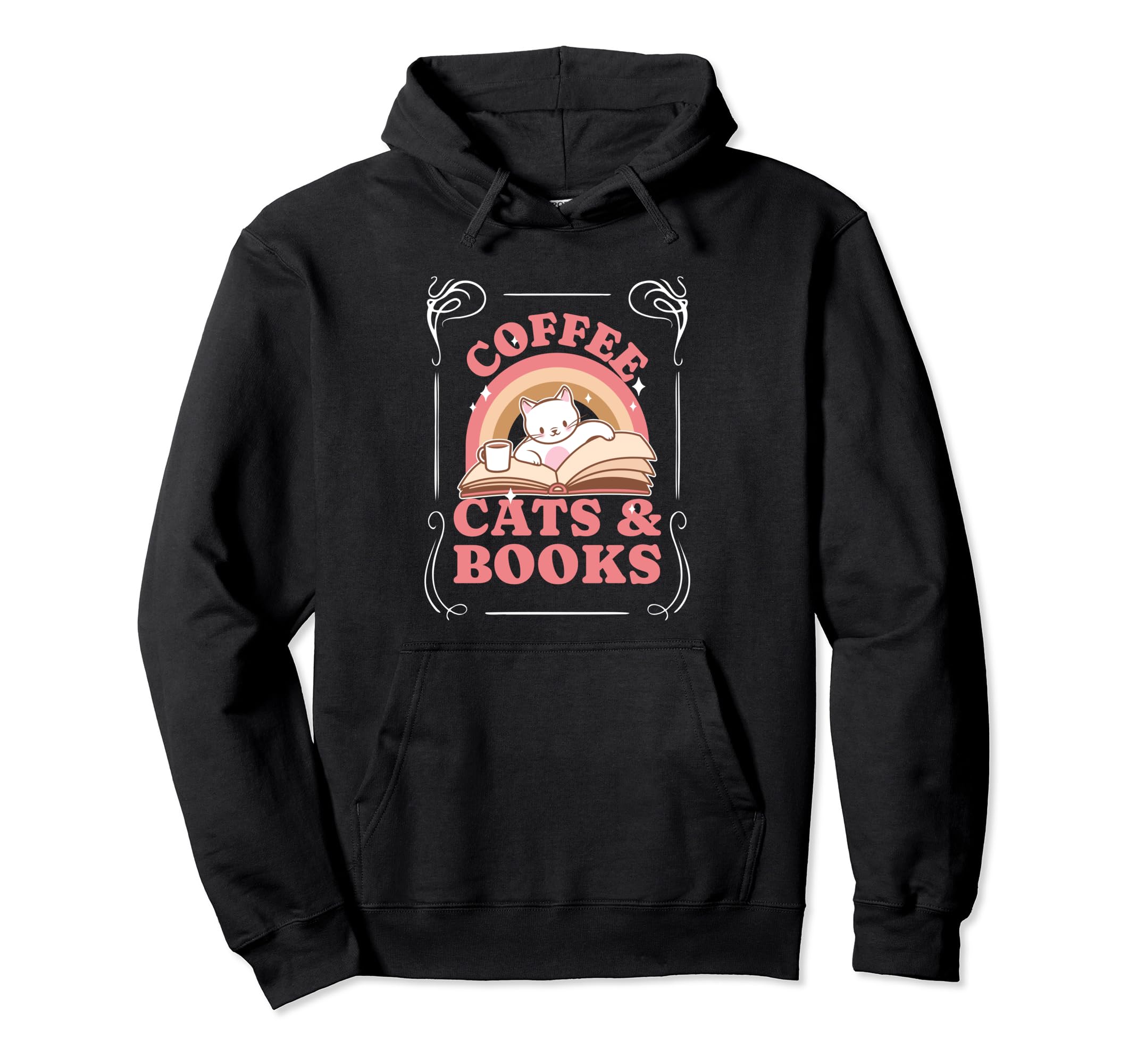 Coffee Cats And Books Books Cat Cofee Hoodie - Streetwear Style Unisex - T-Shirt, Sweatshirt, Hoodie