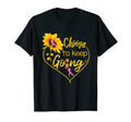 Choose To Keep Going Sunflower Heart Breast T-Shirt - Graphic Print Unisex - T-Shirt, Sweatshirt, Hoodie