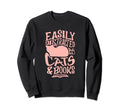 Cats And Books Kitty Reading Sweatshirt - Novelty Apparel for Adults - T-Shirt, Sweatshirt, Hoodie