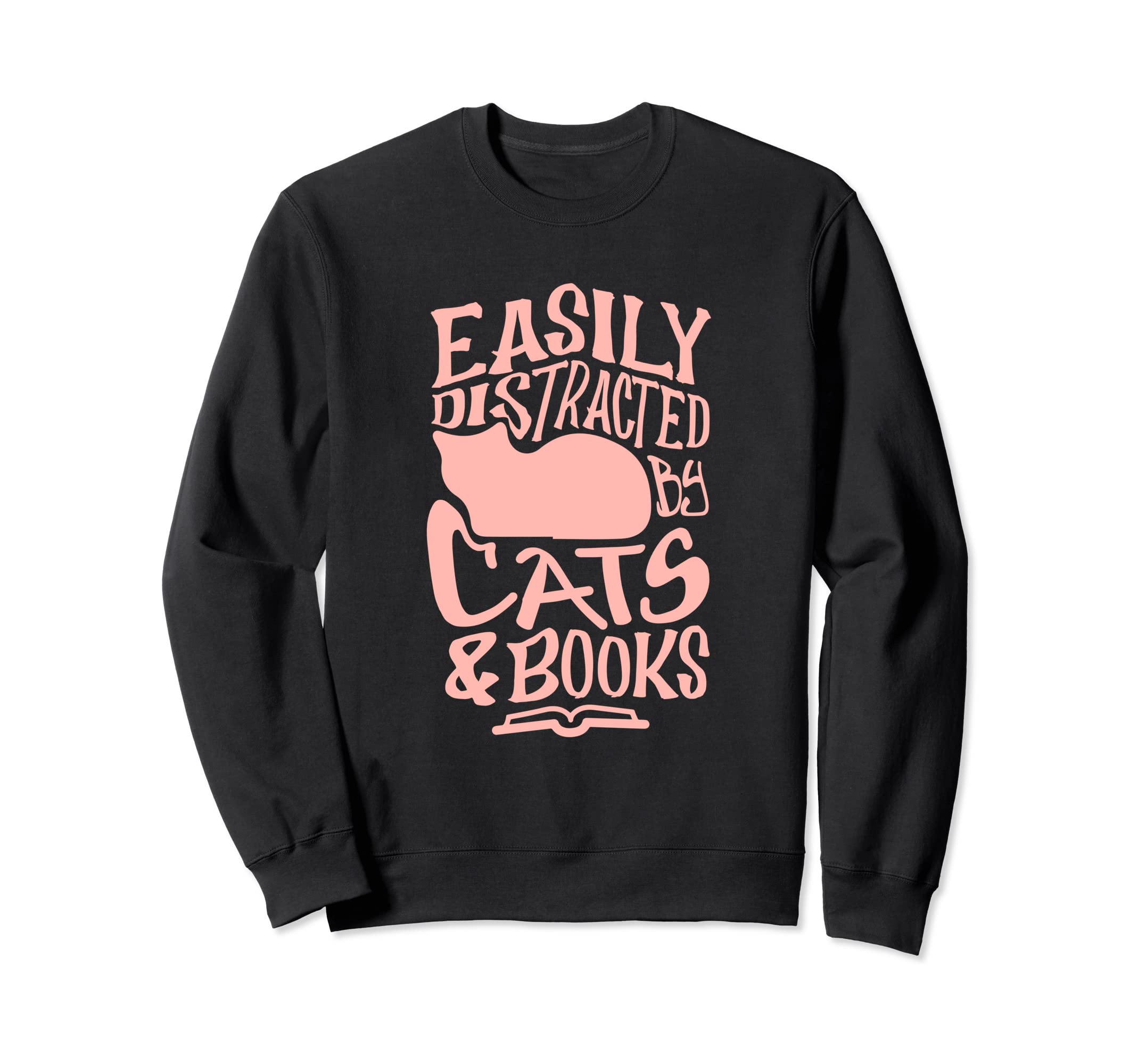 Cats And Books Kitty Reading Sweatshirt - Novelty Apparel for Adults - T-Shirt, Sweatshirt, Hoodie