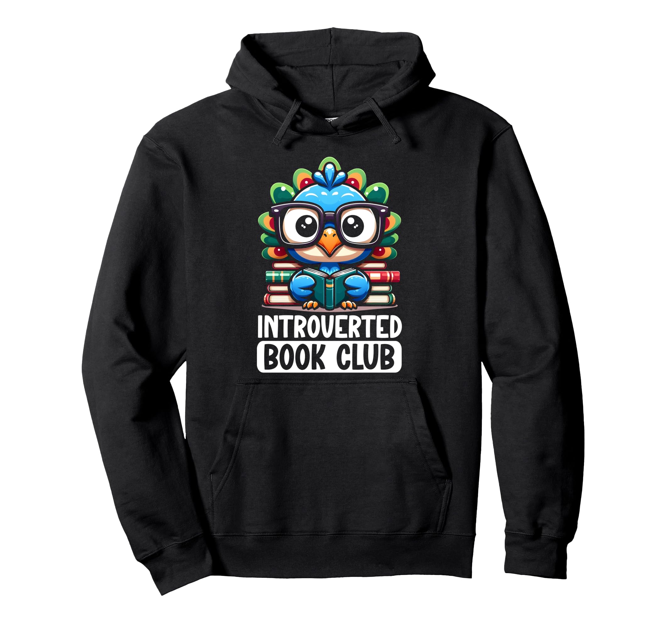 Introverted Book Club Reading Lover Peacock Hoodie - Novelty Apparel Unisex - T-Shirt, Sweatshirt, Hoodie