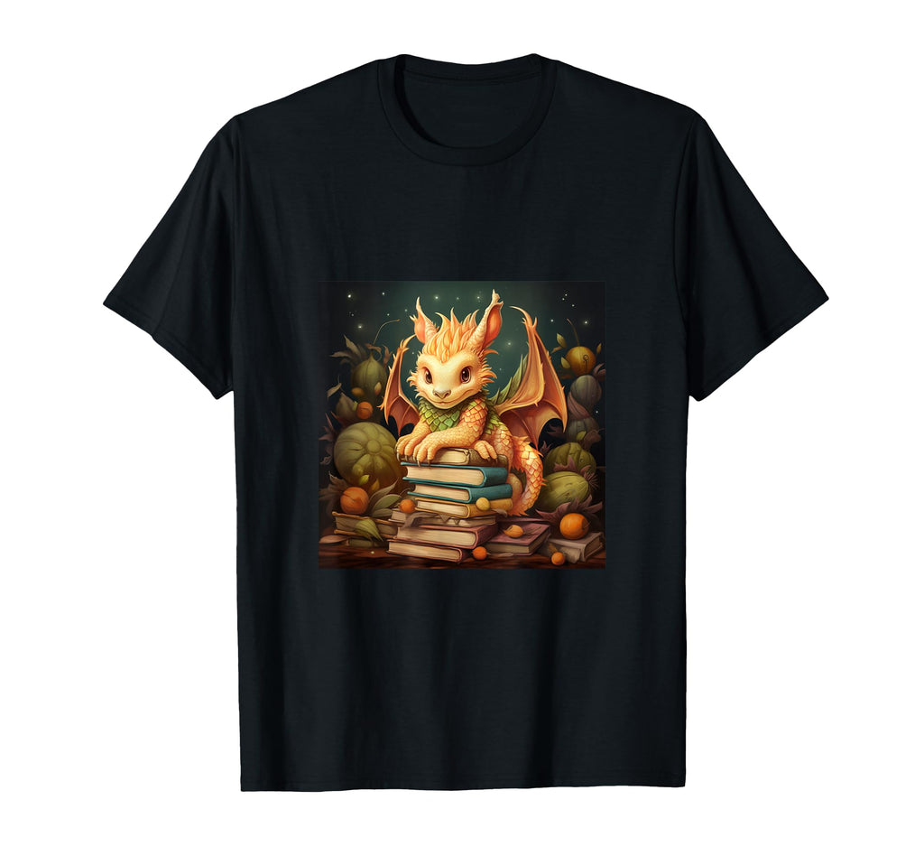 Book Nerd Dragon Reading Library T-Shirt - Aesthetic Graphic Men Women - T-Shirt, Sweatshirt, Hoodie