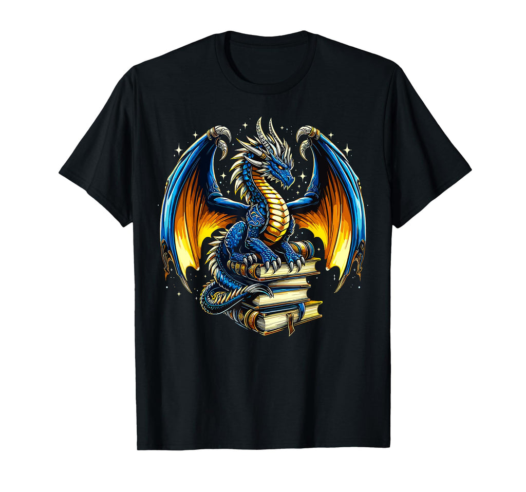 Dragon Reading Books T-Shirt - Casual Everyday Wear Unisex - T-Shirt, Sweatshirt, Hoodie