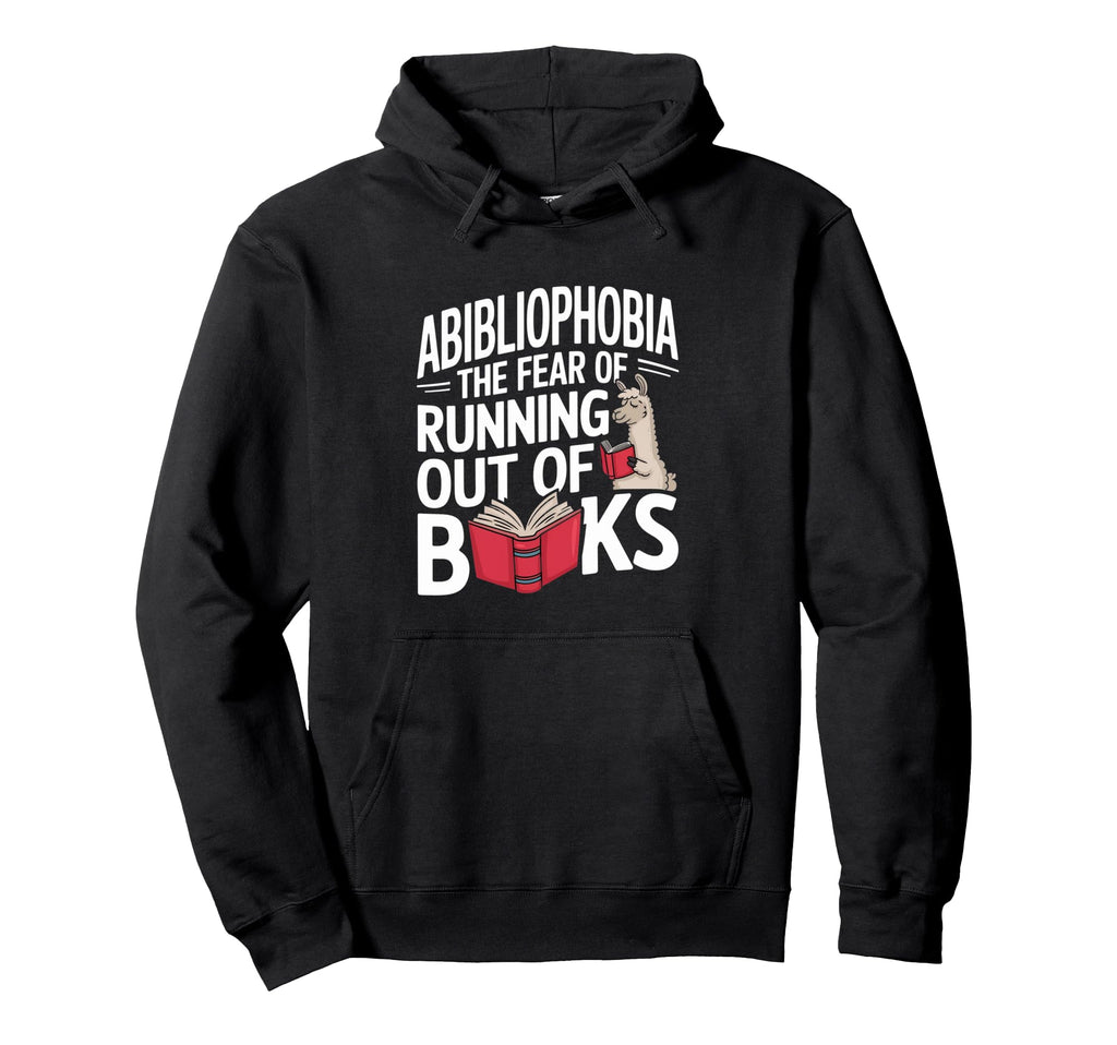 Abibliophobia Funny Llama Reading Hoodie - Graphic Print Men Women - T-Shirt, Sweatshirt, Hoodie