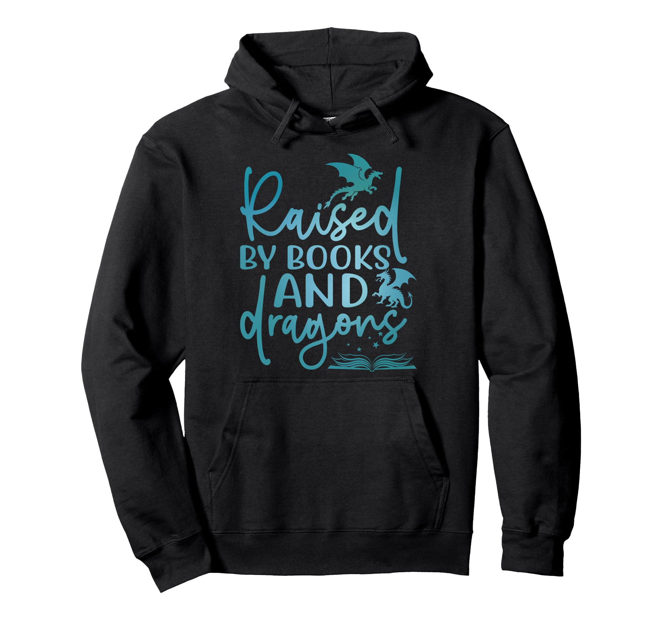 Raised Books And Dragons Fantasy Book Hoodie - Fun Novelty Design Unisex - T-Shirt, Sweatshirt, Hoodie