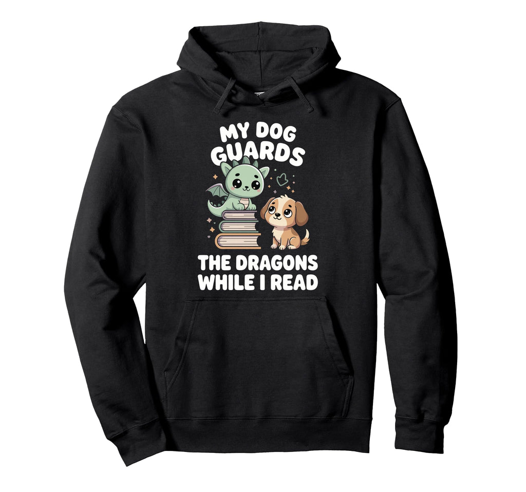 Fantasy Book Reader Dog Dragon Hoodie - Casual Everyday Wear for Adults - T-Shirt, Sweatshirt, Hoodie