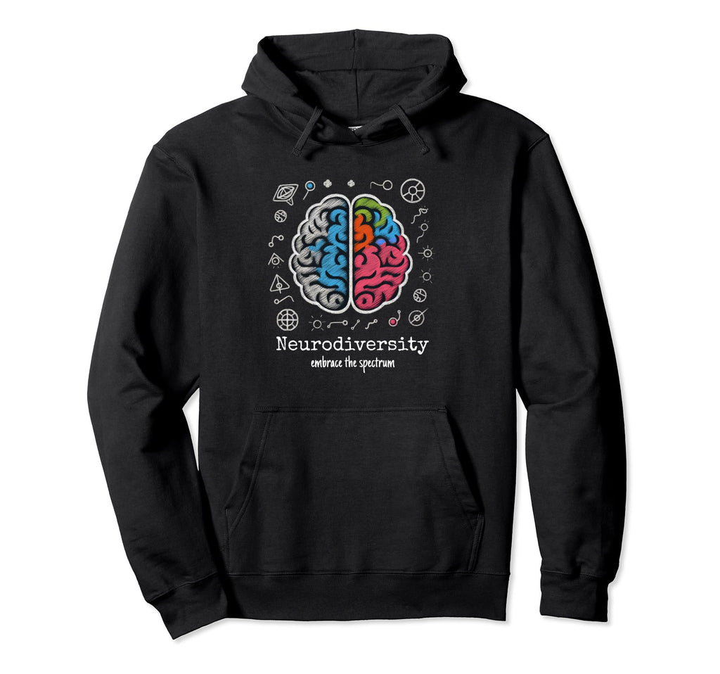 Colorful Rainbow Brain Neurodiversity Hoodie - Novelty Apparel Unisex - T-Shirt, Sweatshirt, Hoodie