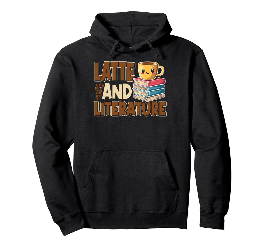 Latte Literature Coffee Books Latte Hoodie - Novelty Apparel for Adults - T-Shirt, Sweatshirt, Hoodie