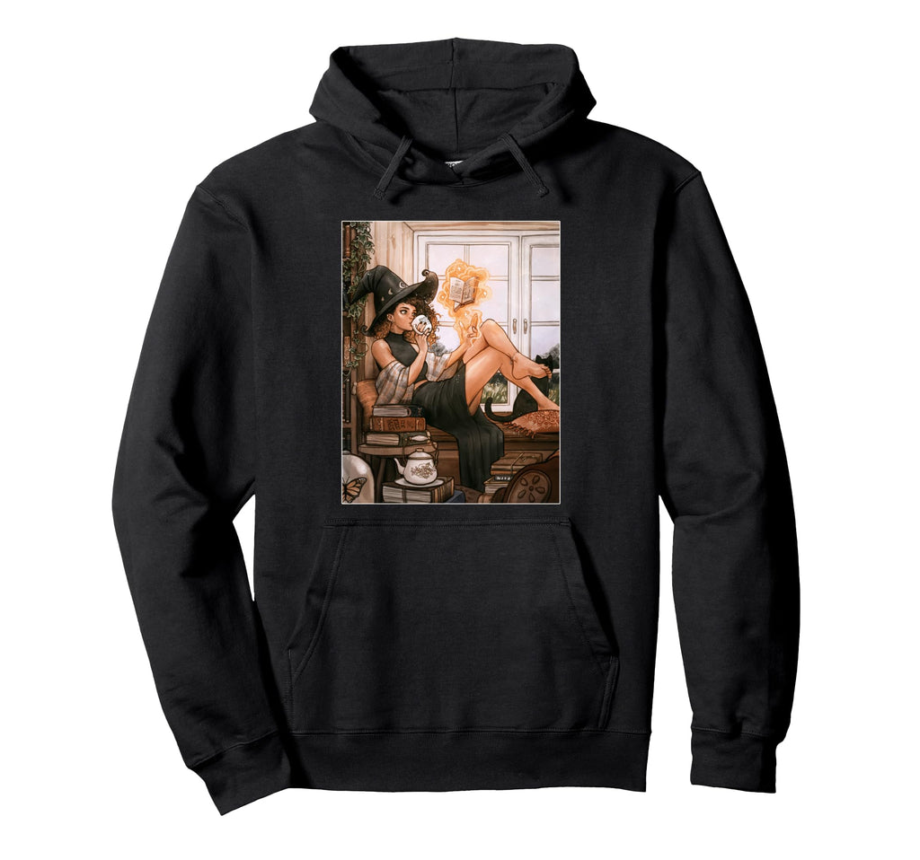 Warm Witch Reading Nook Cozy Magical Hoodie - Custom Art Print for Adults - T-Shirt, Sweatshirt, Hoodie