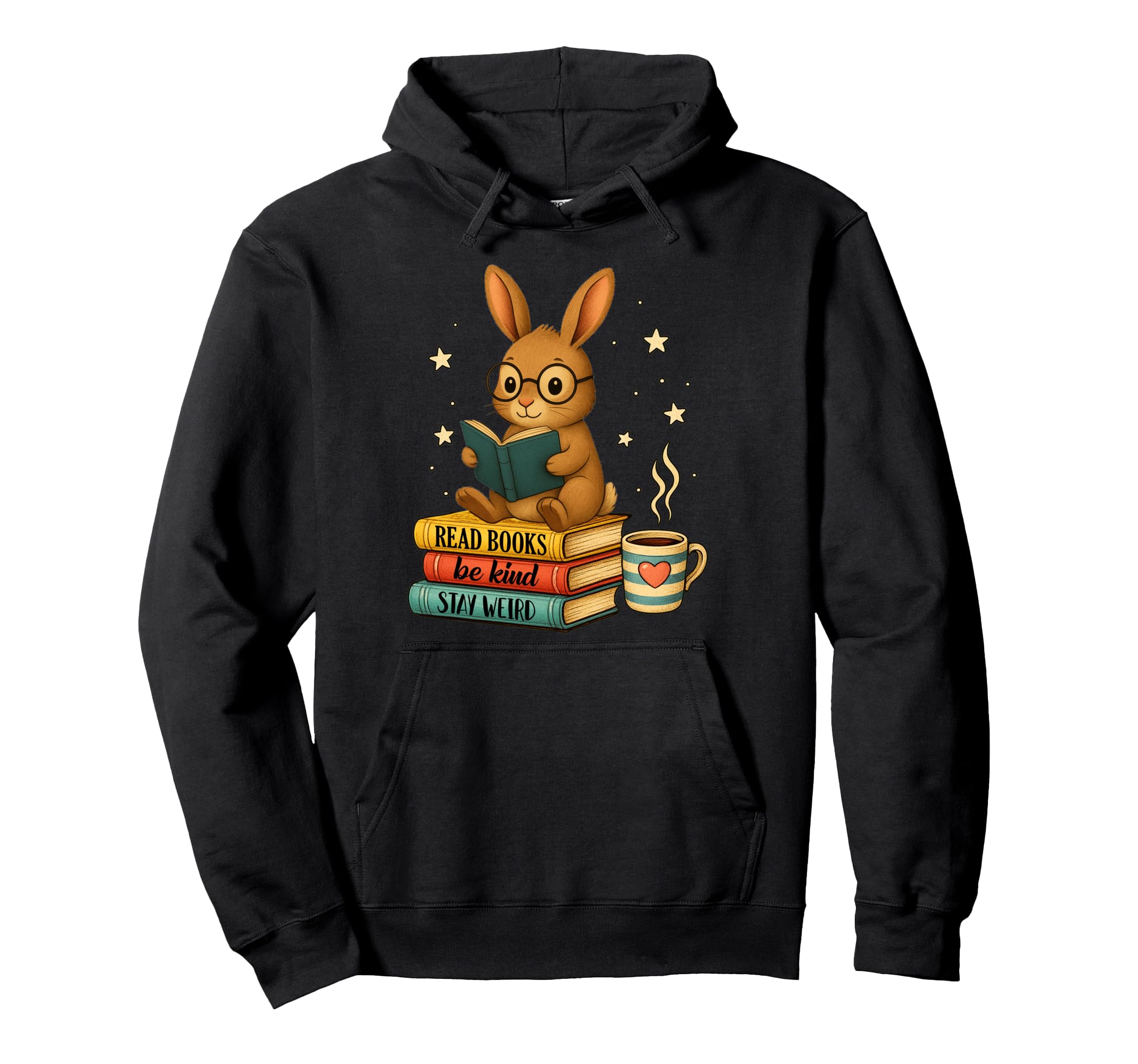 Book Lover Rabbit Reading Bookish Hoodie - Fun Novelty Design for Adults - T-Shirt, Sweatshirt, Hoodie