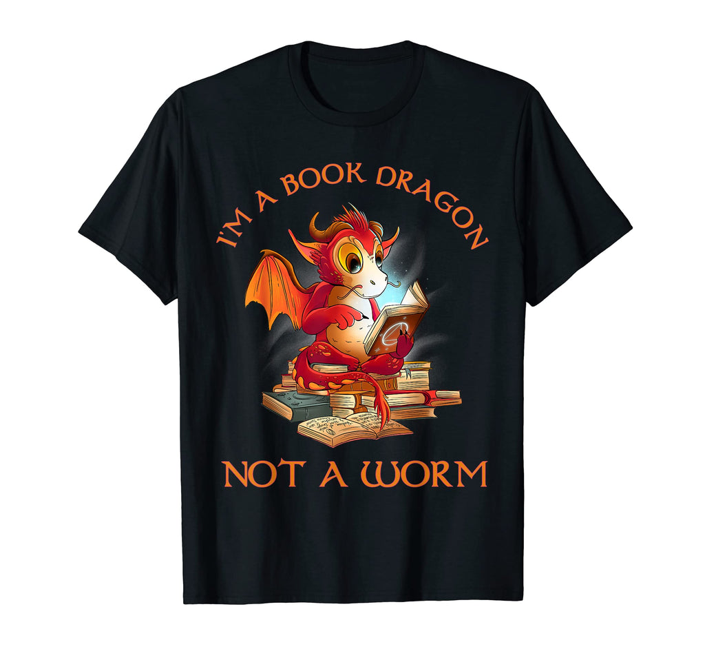 Dragon Reading Books Library Books T-Shirt - Fun Novelty Design Unisex - T-Shirt, Sweatshirt, Hoodie