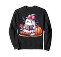 Bookish Coquette Bow Ghost Reading Sweatshirt - Unique Graphic Men Women - T-Shirt, Sweatshirt, Hoodie