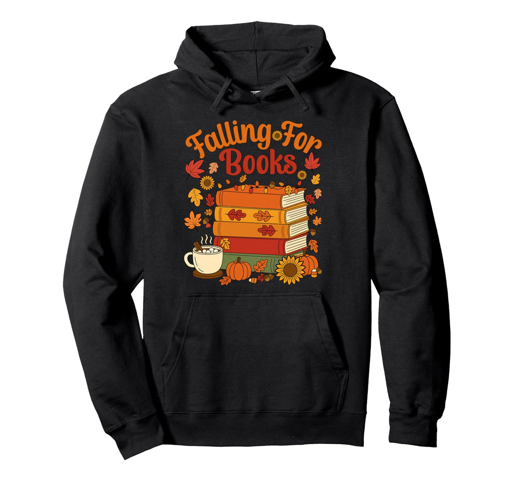 Fall Falling Books Book Lover Hoodie - Unique Graphic Unisex - T-Shirt, Sweatshirt, Hoodie