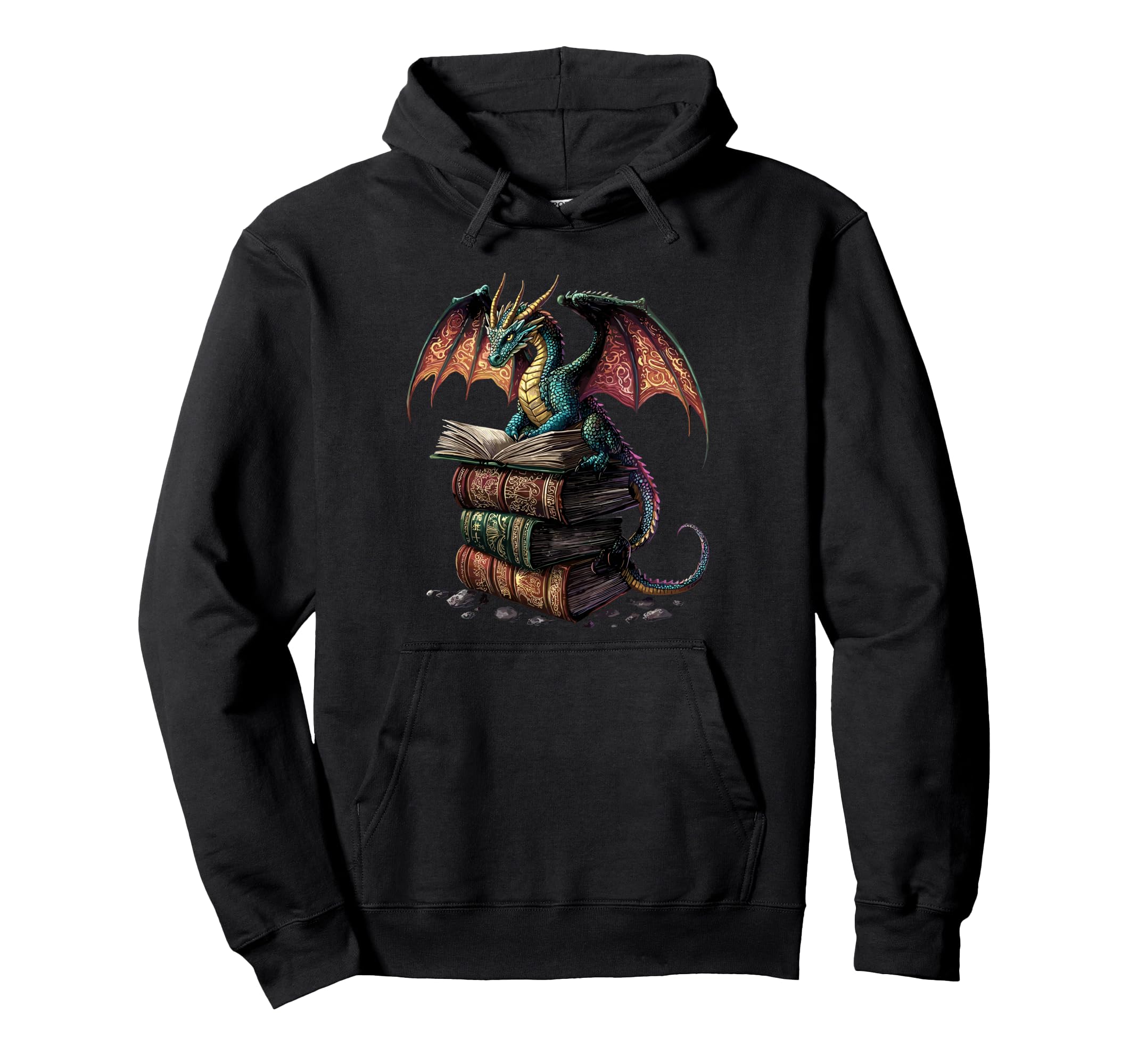 Dragon Reading Book Fantasy Reader Hoodie - Trendy Graphic Men Women - T-Shirt, Sweatshirt, Hoodie
