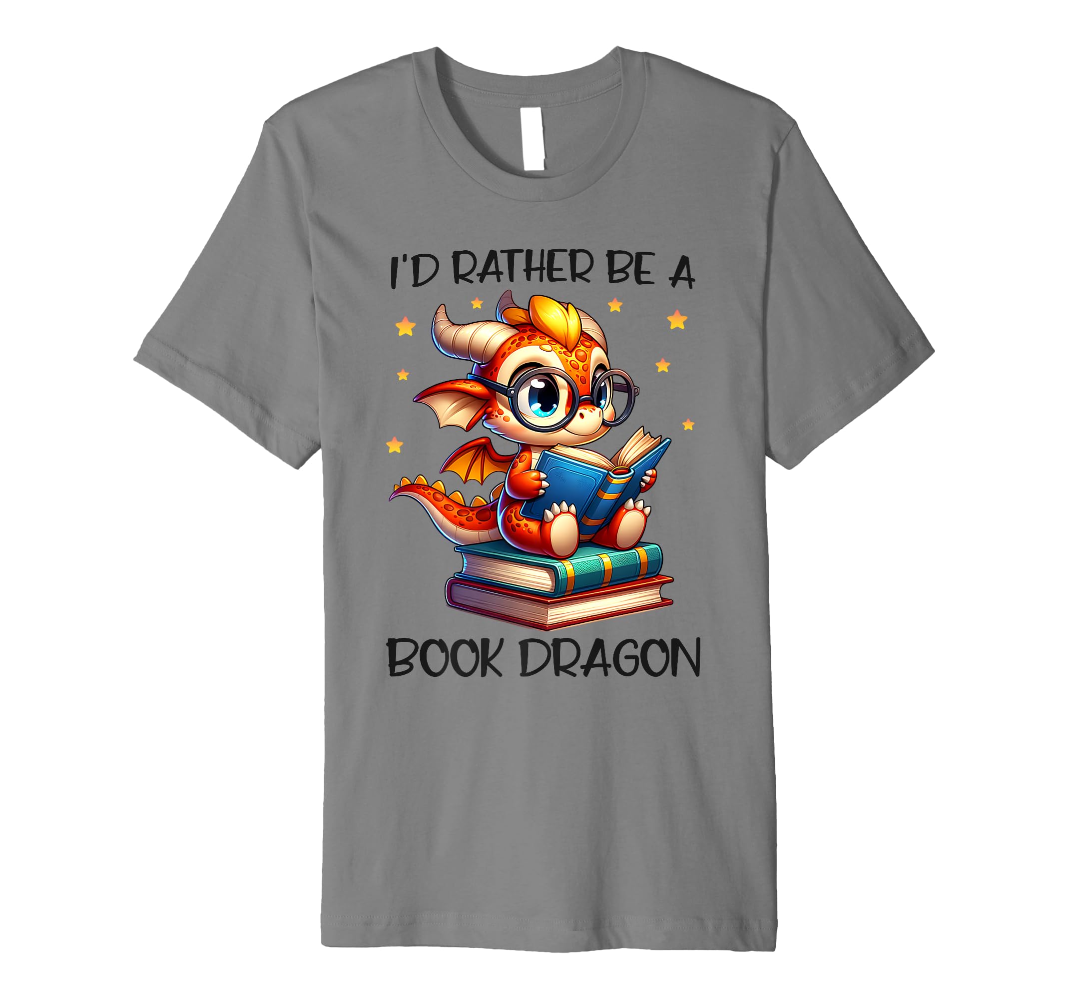 Id Rather Be Book Dragon Reading T-Shirt - Custom Art Print Men Women - T-Shirt, Sweatshirt, Hoodie