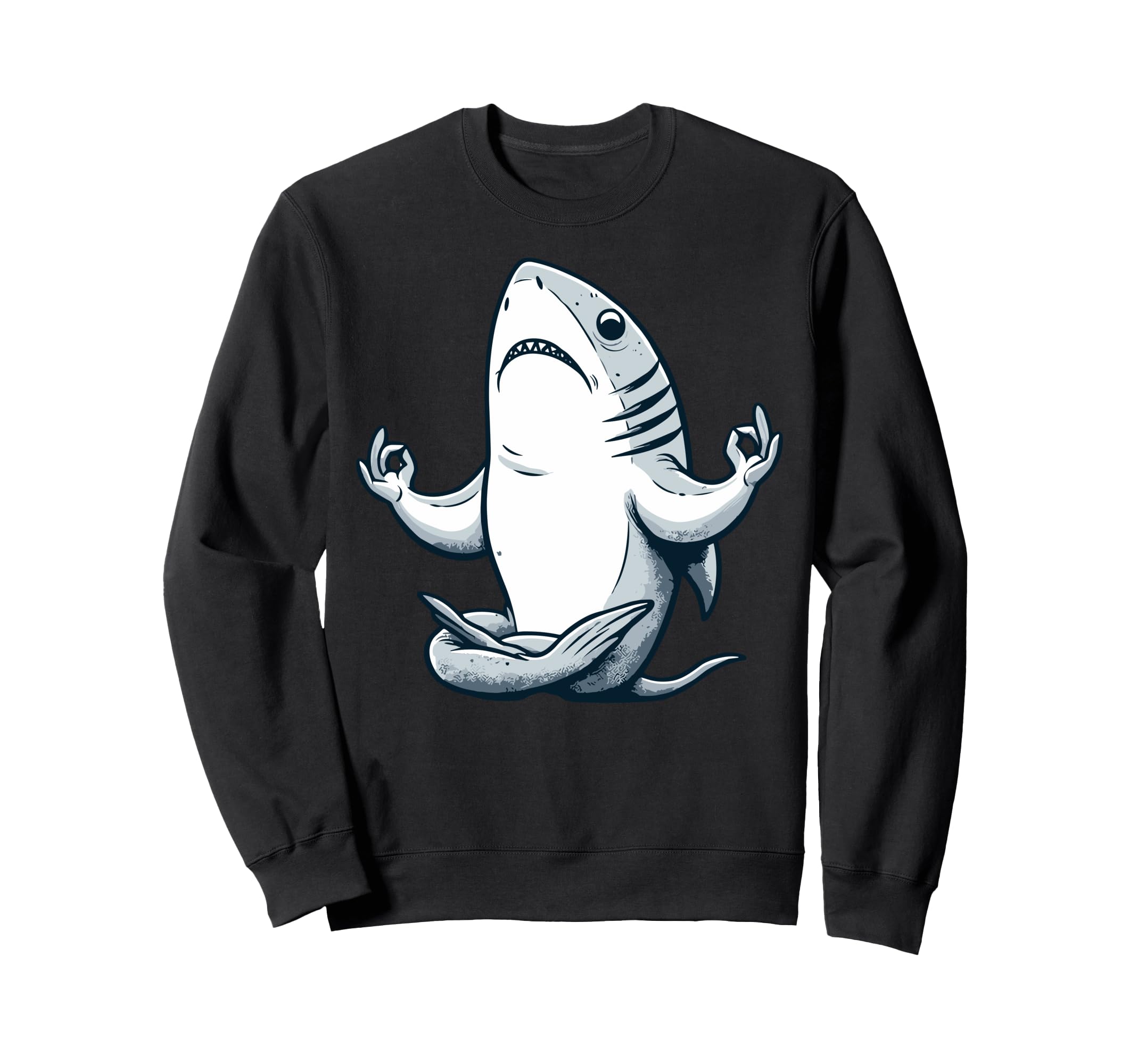 Meditation Shark Yoga Pose Relaxing Sweatshirt - Minimalist Print Unisex - T-Shirt, Sweatshirt, Hoodie