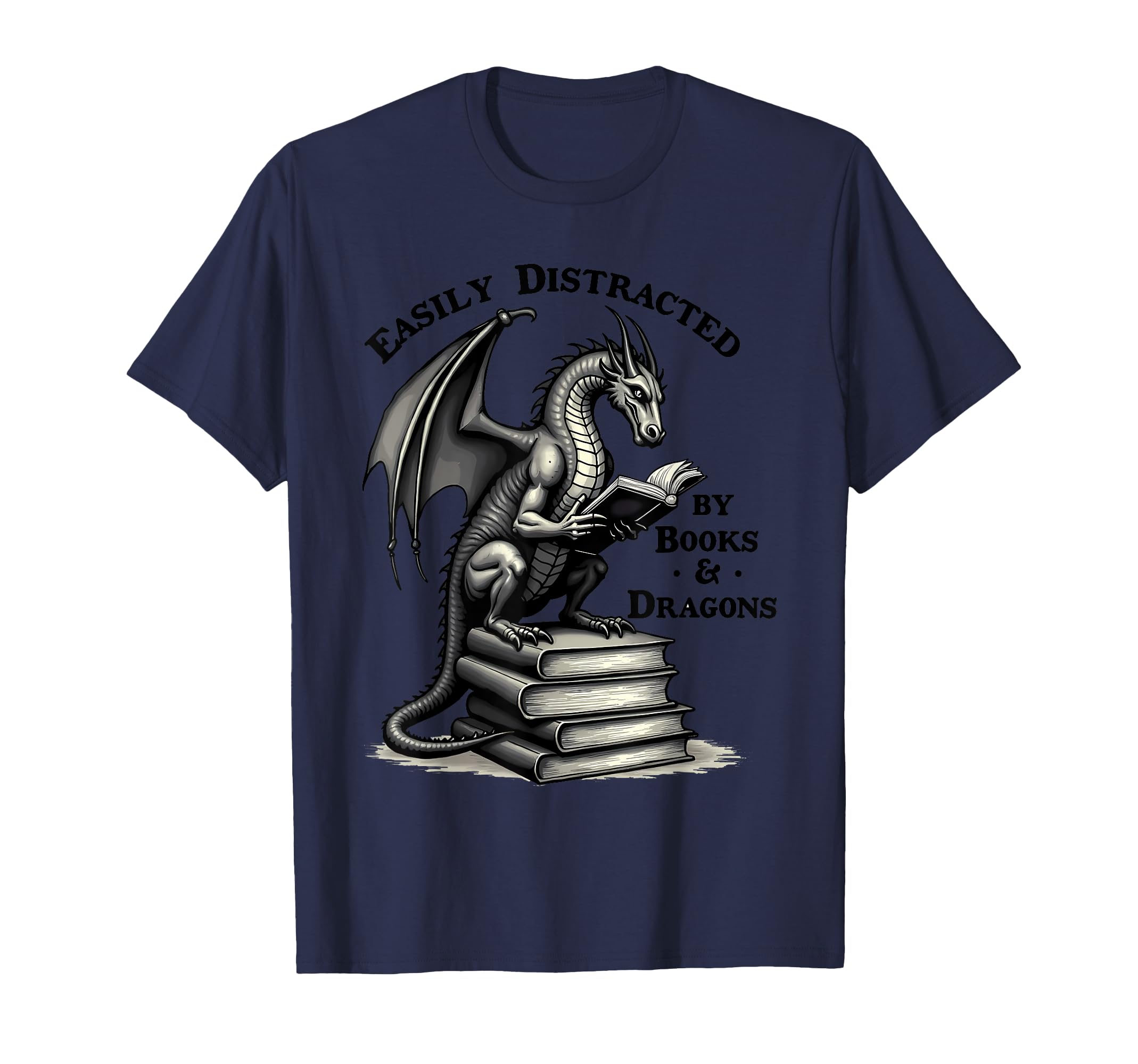 Reading Lover Easily Distracted Dragons T-Shirt - Custom Art Print Unisex - T-Shirt, Sweatshirt, Hoodie