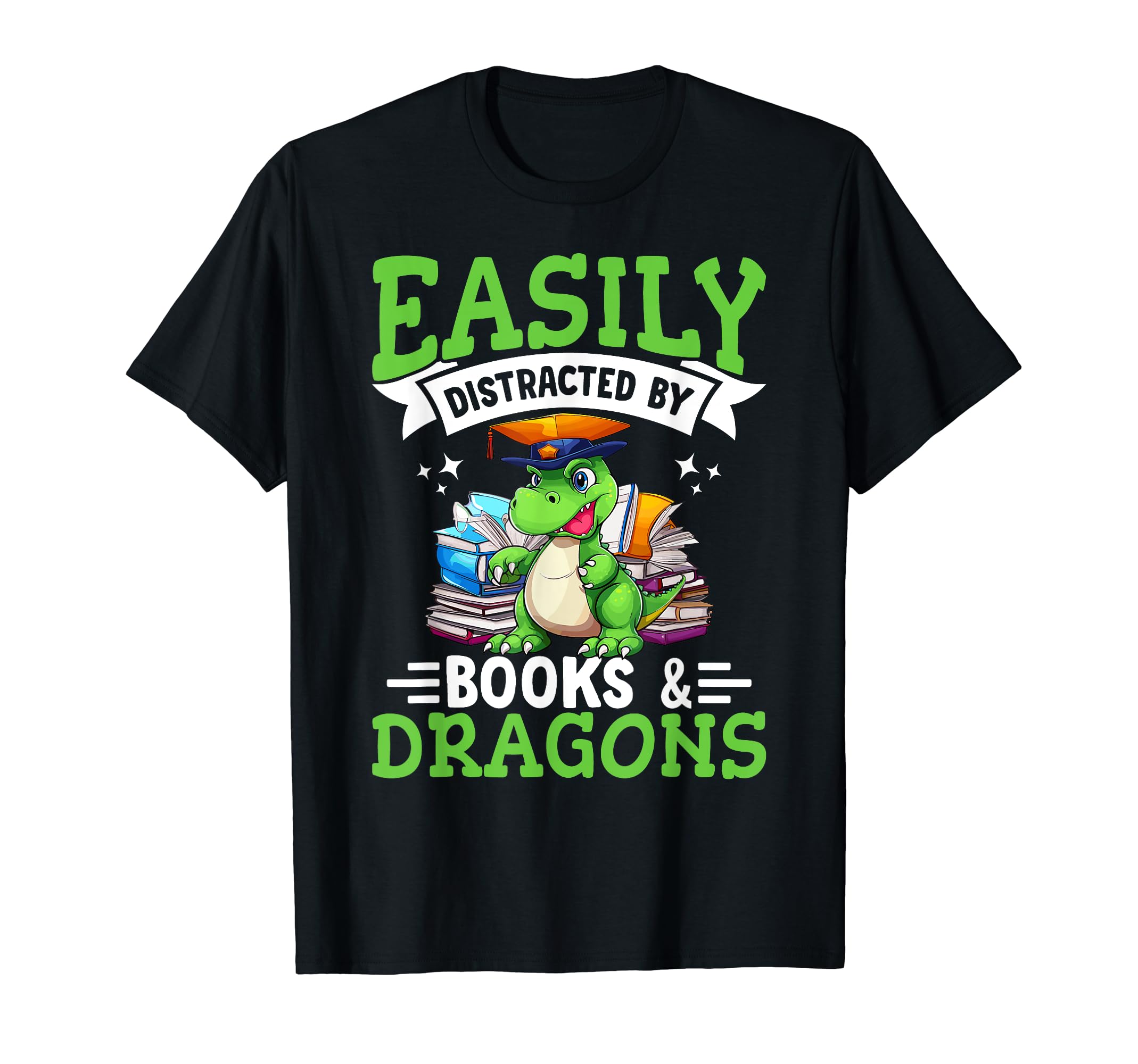 Easily Distracted Books And Dragons Nerds T-Shirt - Minimalist Print Unisex - T-Shirt, Sweatshirt, Hoodie