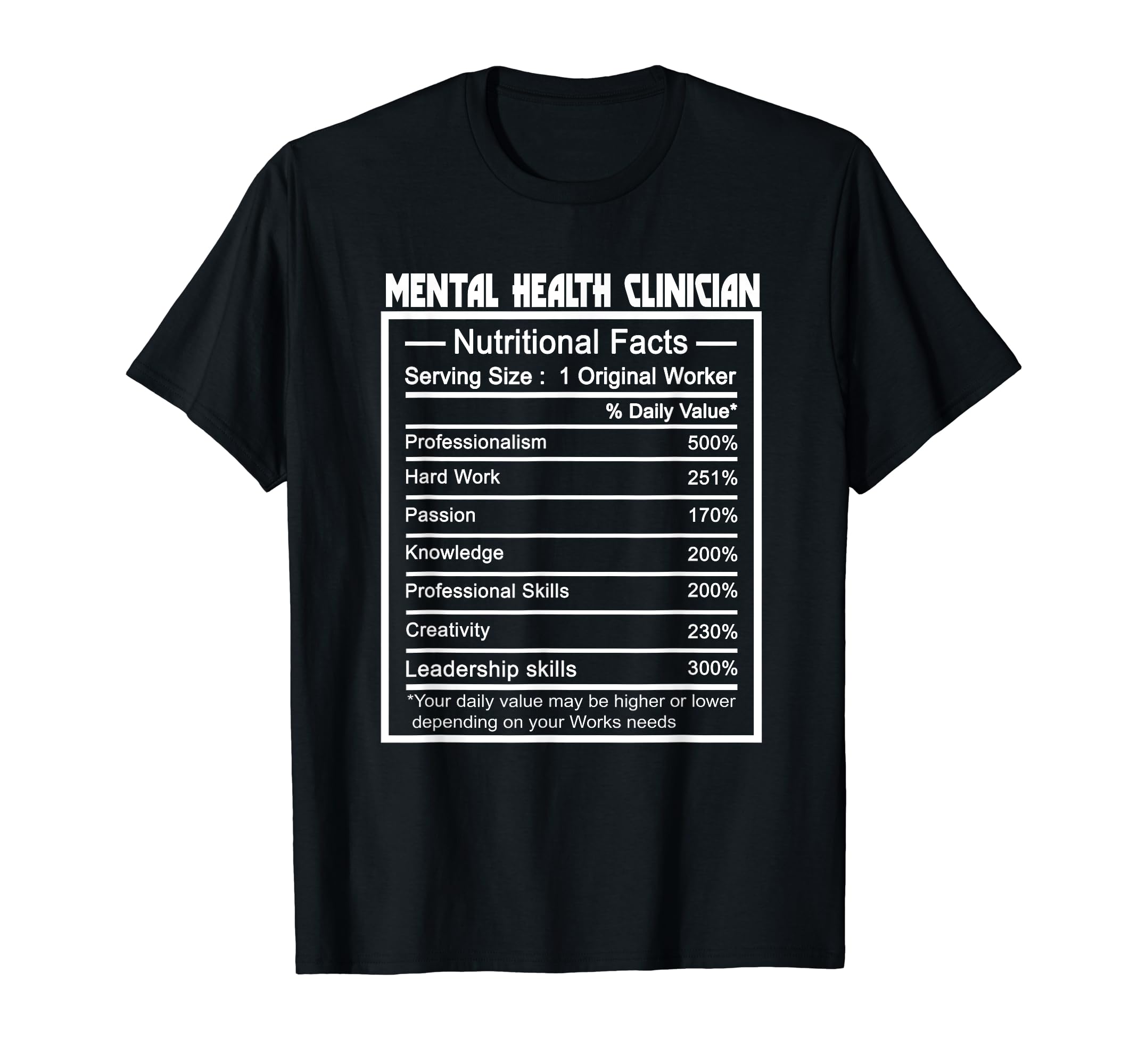 Job Title Worker Nutrition Facts T-Shirt - Minimalist Print for Adults - T-Shirt, Sweatshirt, Hoodie