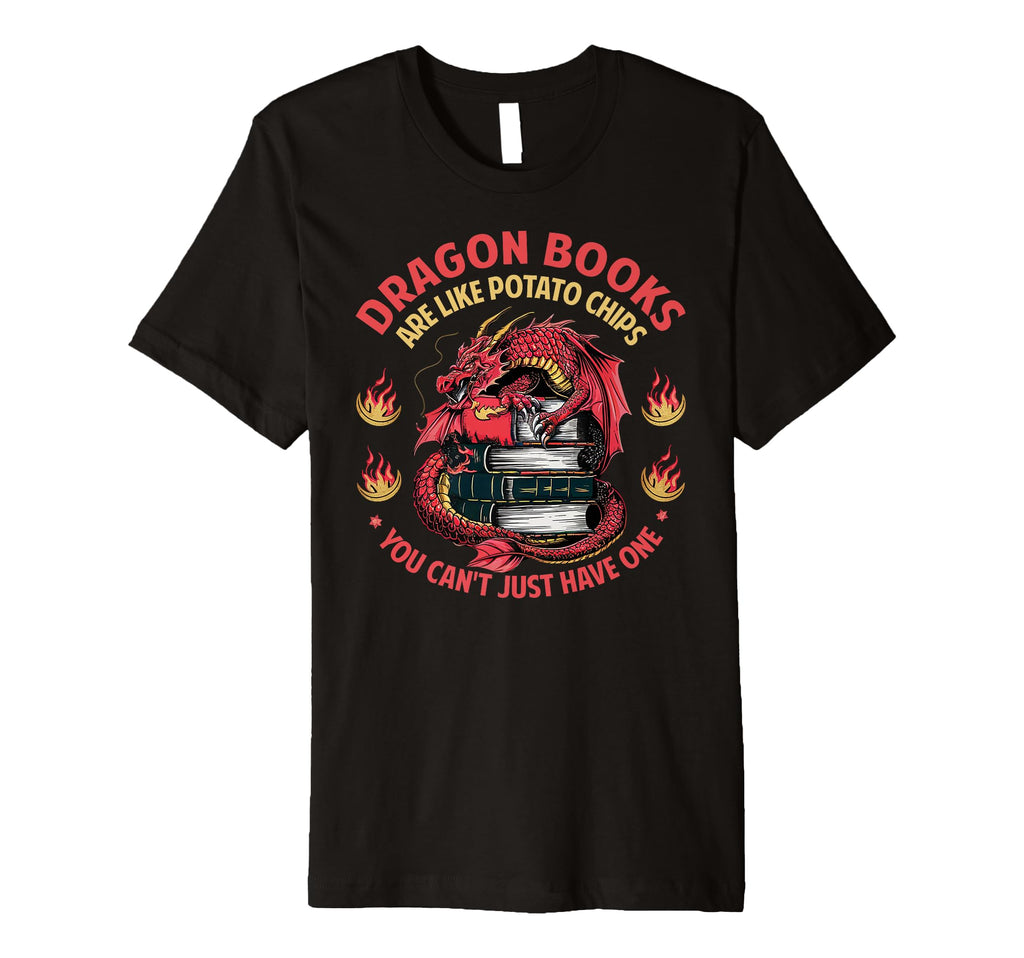Dragon Books Lover Potato Chips T-Shirt - Unique Graphic for Adults - T-Shirt, Sweatshirt, Hoodie