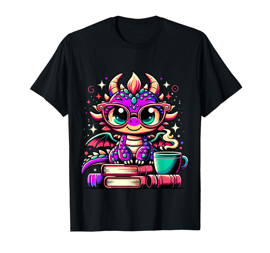 Dragon Sitting Books And Coffee T-Shirt - Streetwear Style Men Women - T-Shirt, Sweatshirt, Hoodie