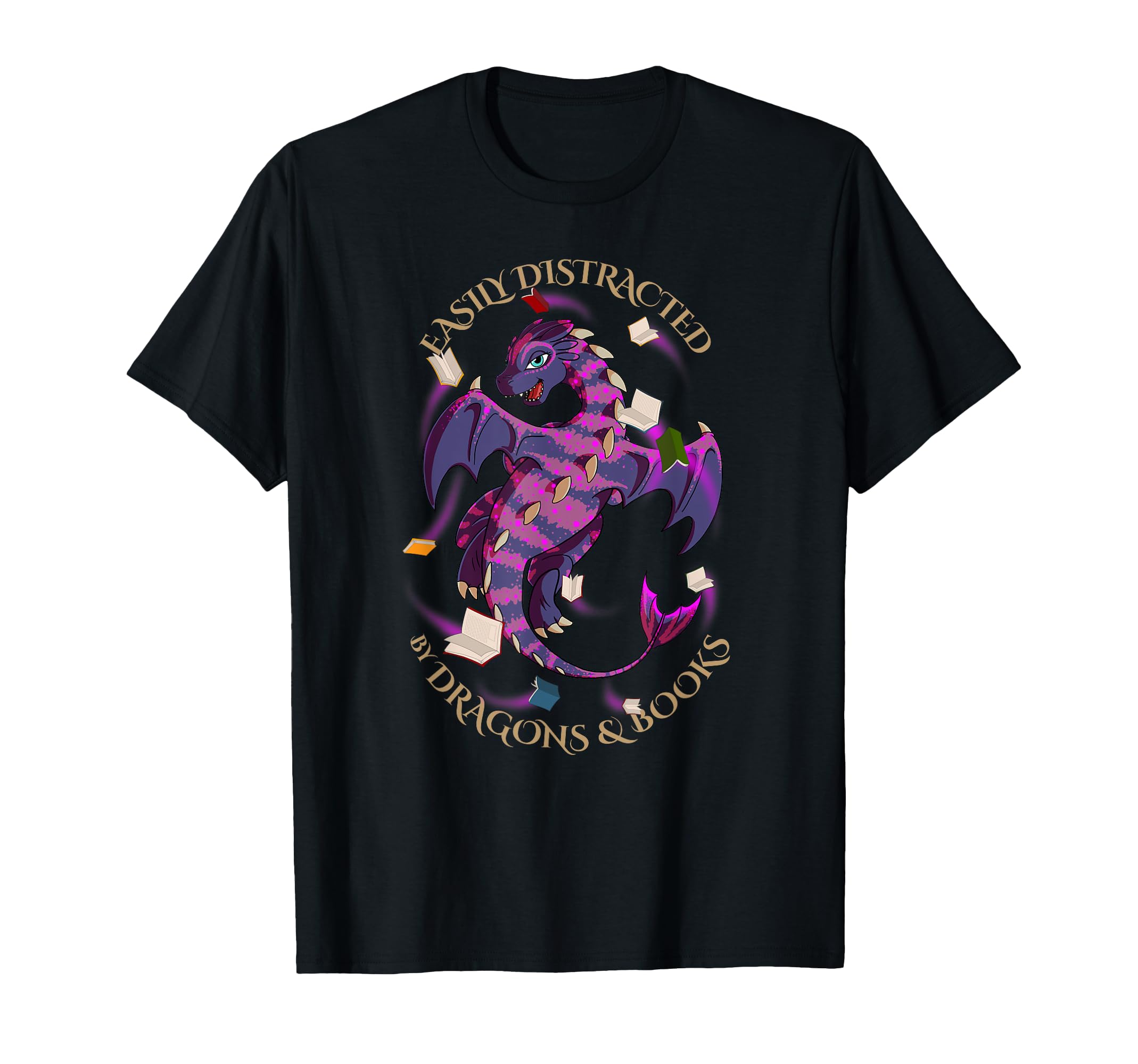 Easily Distracted Dragons And Books T-Shirt - Unique Graphic Men Women - T-Shirt, Sweatshirt, Hoodie