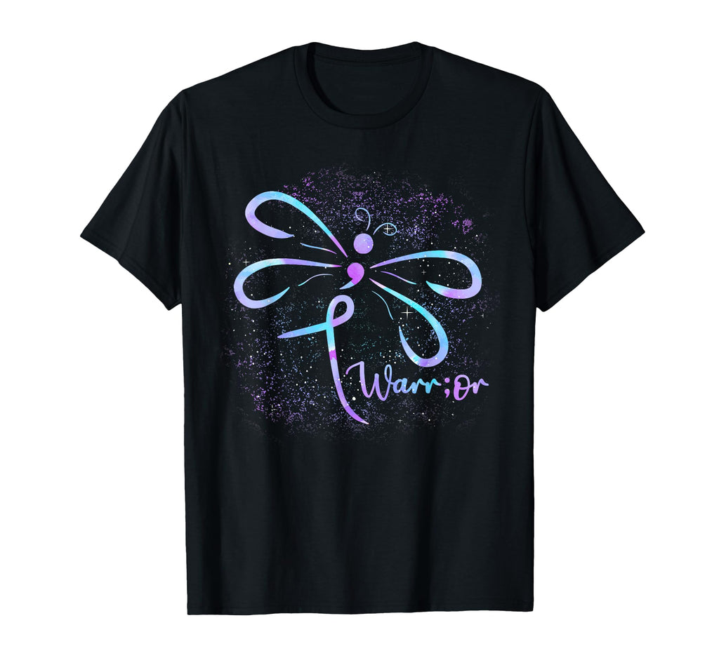 Suicide Awareness Semicolon Dragonfly T-Shirt - Unique Graphic Unisex - T-Shirt, Sweatshirt, Hoodie