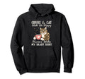 Coffee And Cat Makes Me Happy Human Hoodie - Custom Art Print Men Women - T-Shirt, Sweatshirt, Hoodie