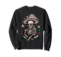 Floral Mushroom Skeleton Reading Sweatshirt - Fun Novelty Design Men Women - T-Shirt, Sweatshirt, Hoodie