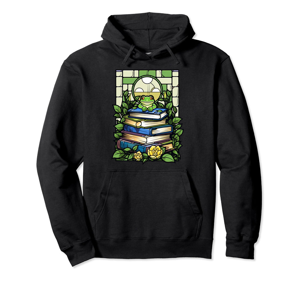 Frog Bookish Bookworm Stained Glass Hoodie - Novelty Apparel Men Women - T-Shirt, Sweatshirt, Hoodie