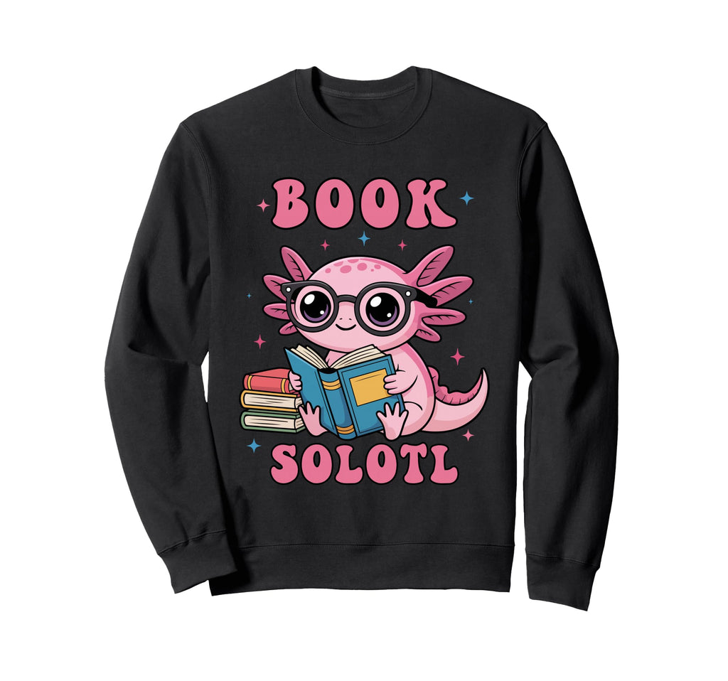 Booksolotl Axolotl Reading Book Sweatshirt - Novelty Apparel for Adults - T-Shirt, Sweatshirt, Hoodie
