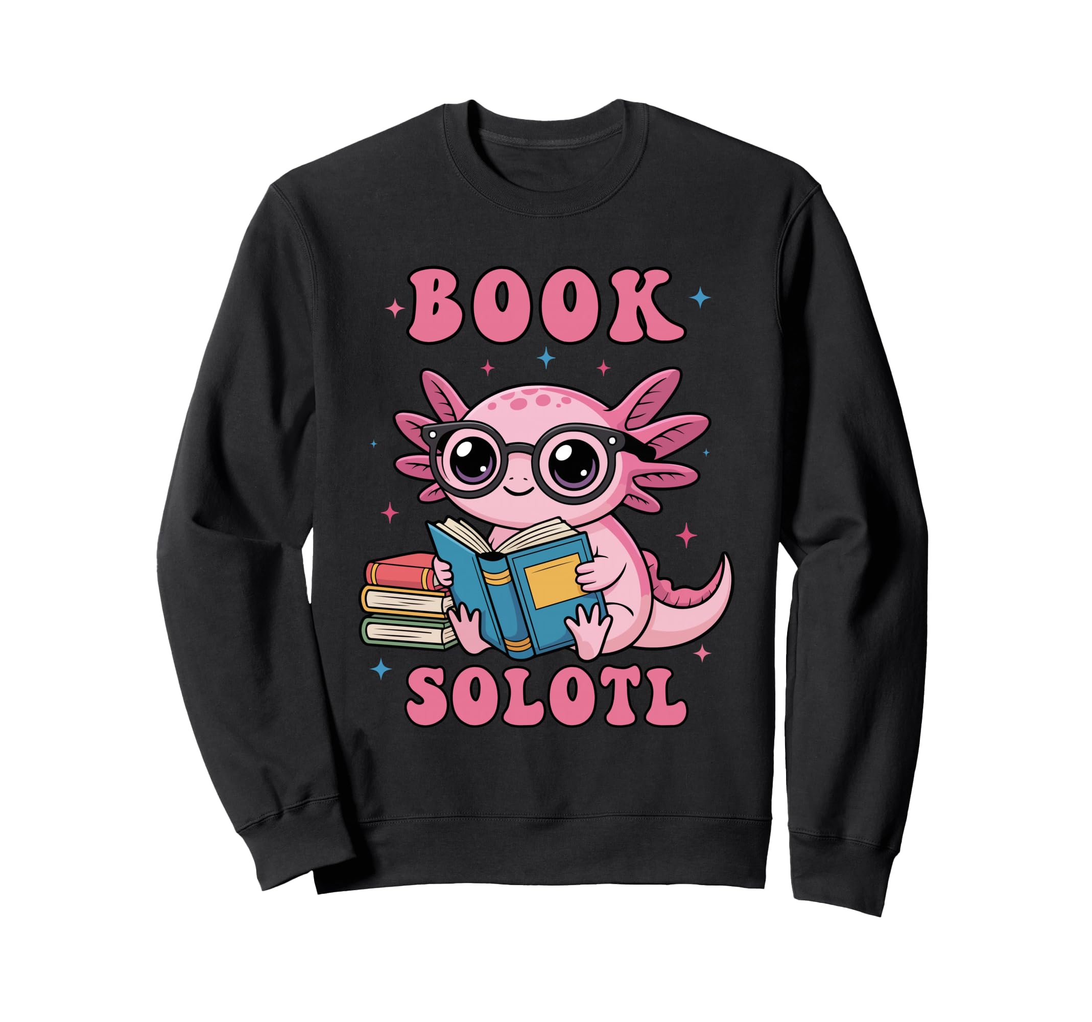 Booksolotl Axolotl Reading Book Sweatshirt - Novelty Apparel for Adults - T-Shirt, Sweatshirt, Hoodie